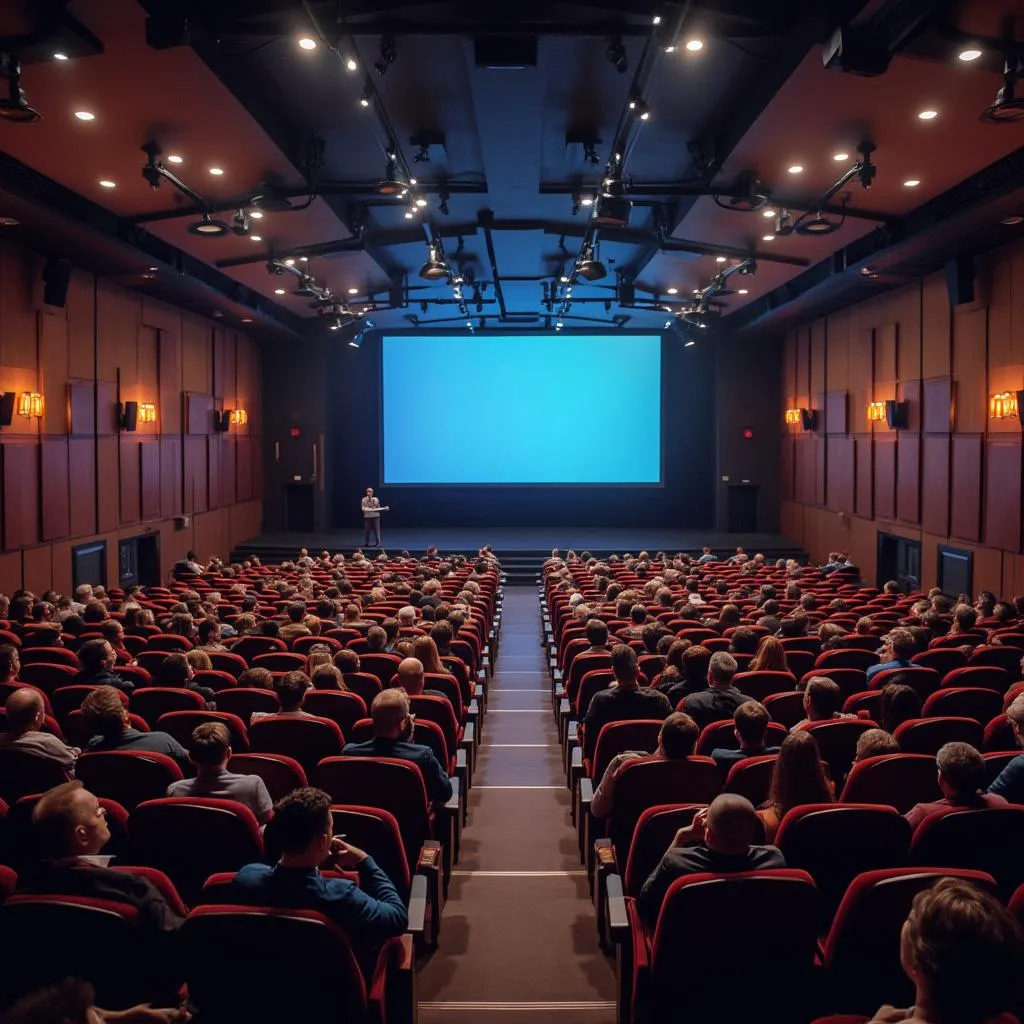 Presentación de resultados a clientes en auditorio